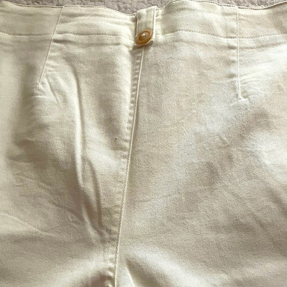 LA MIEL Junior Large, Crisp Summer Vacation Cream Wide-leg Button Tab Boho Pants - Picture 10 of 10